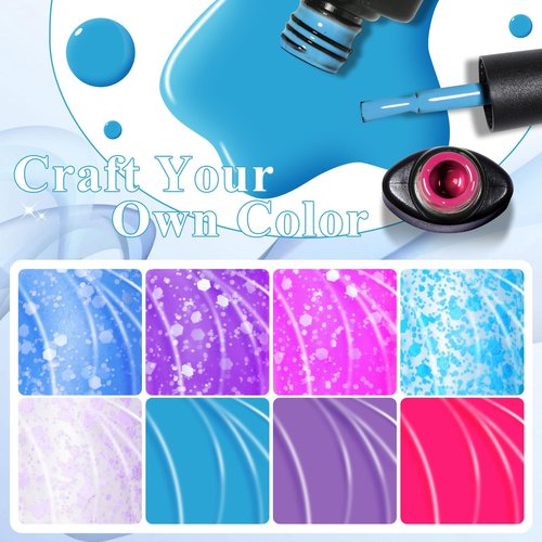 MTSSII Nude Gel Nail Polish Set 9+3 Glitter Gel Polish Kit Fluorescent Snowflake Gel Nail Polish Kit Pink Blue Purple Soak off UV LED Manicure Gifts for Girls