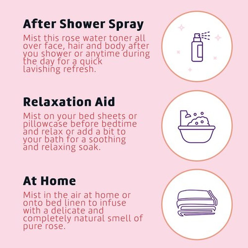 De La Cruz Pure Rose Water Body Mist,Rosewater Spray for Face, Skin & Hair, Rose Toner & Rose Water for Hair Alcohol Free, Paraben Free 16 fl oz (1 Bottle)