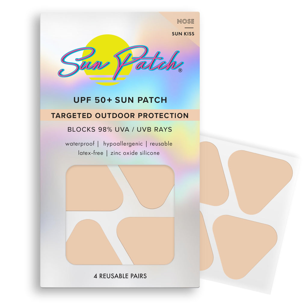 Sun Patch, Reusable Sunblock Patches for Nose, 100% Silicone Sunscreen Nose Patches for UV Protection, Face Stickers with UPF 50, 1 Pack/4 Pairs