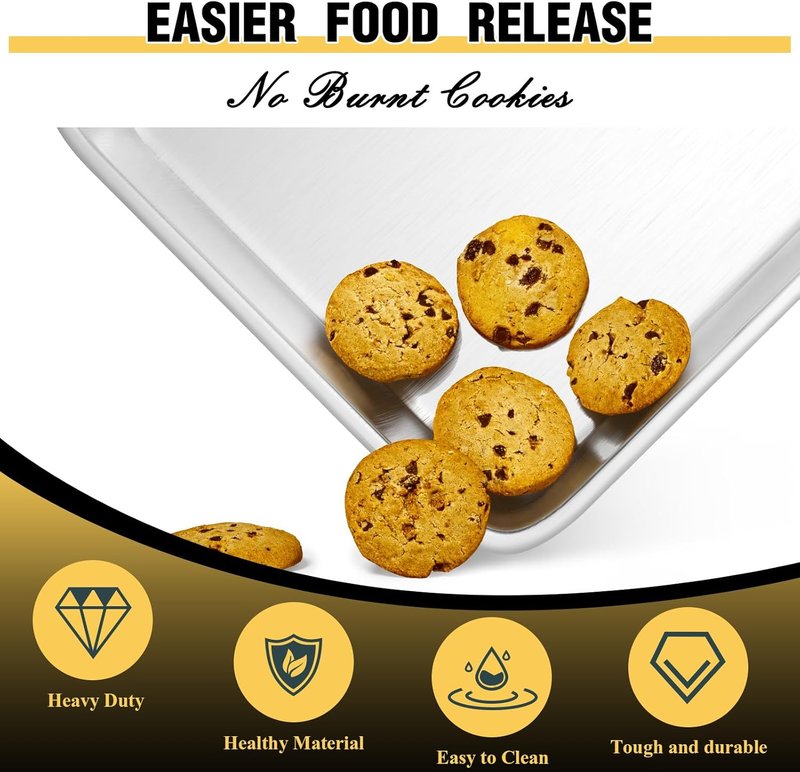 Umite Chef Baking Sheet Pan Set - Commercial Quality Aluminum Cookie Sheets | 3-Piece Half/Quarter/Jelly Roll Pans