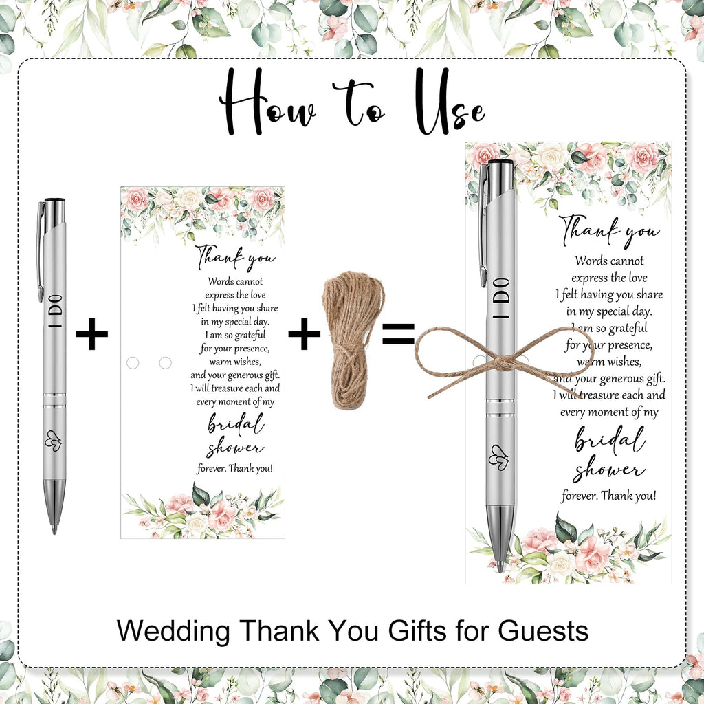 Chiisong 50 Sets Bridal Shower Favors for Guests Wedding Pens Bulk with Thank You Cards Bridal Shower Retractable Ballpoint Pen for Guest Gifts Game Prizes Wedding Souvenirs (Floral)