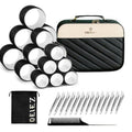 Skiennix Hair Roller Set - Velcro Self-Grip Curlers for DIY Styles | 18-Piece Jumbo & Medium Rollers with Case, Clips & Comb