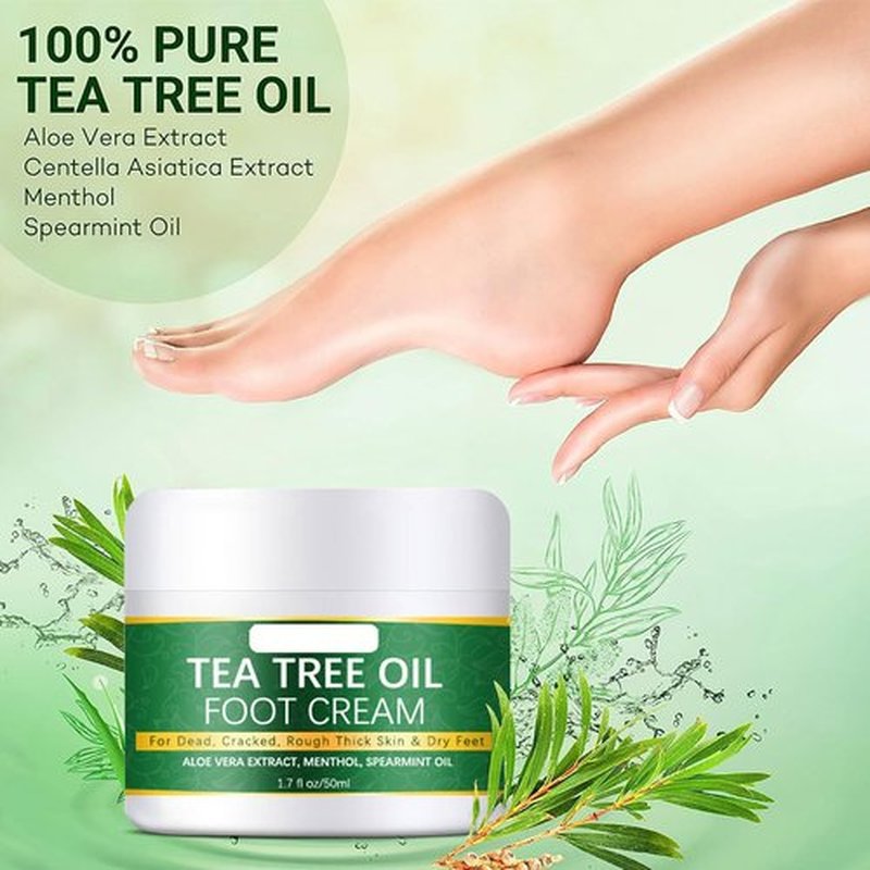 Grospe Tea Tree Foot Cream Repair Foot Athletes Foot Treatment Cream Dead Skin Removal Peeling Moisturizing Exfoliation Foot Care Repair Cream for Dry Cracked Heels,1.7 Fl Oz