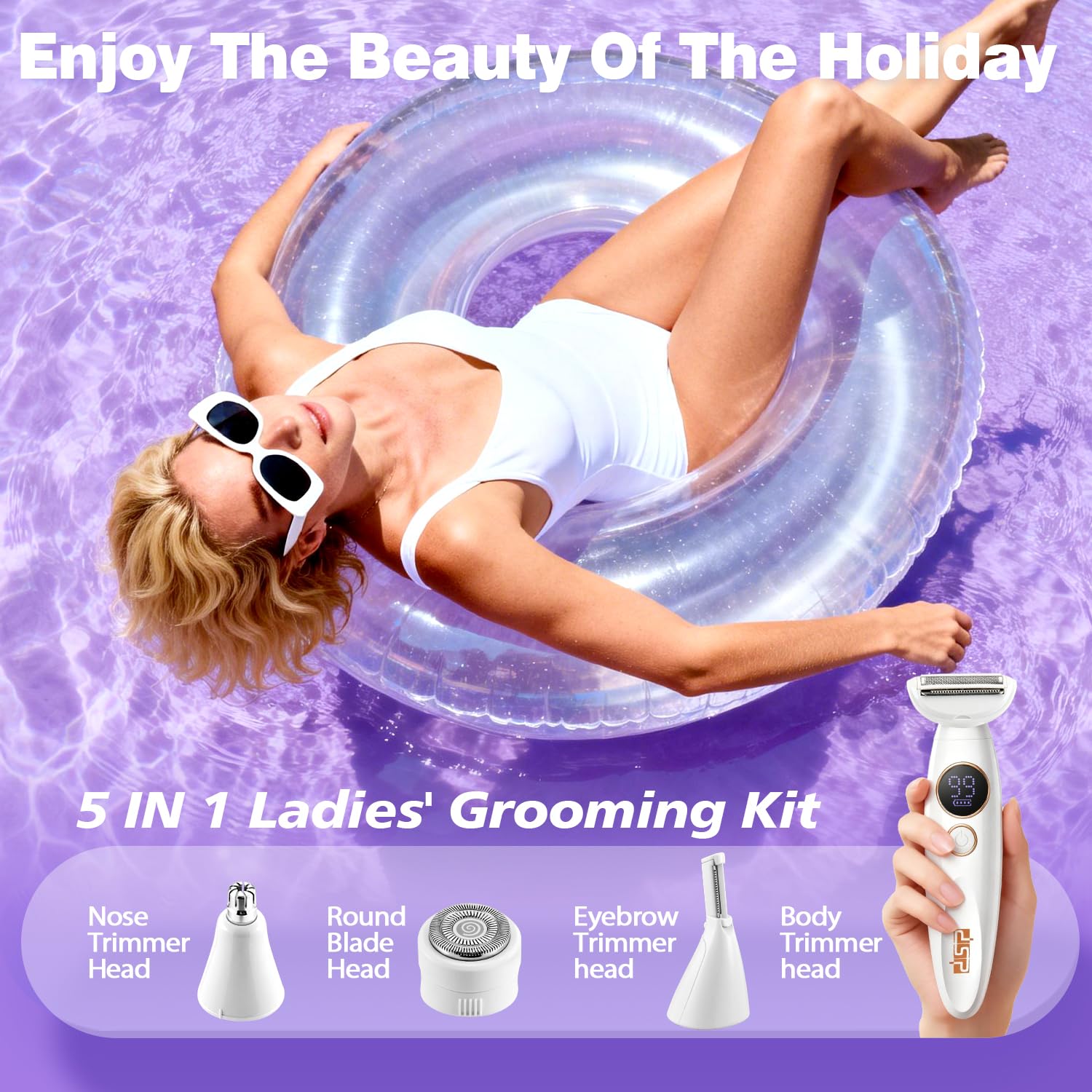 DSP 5-in-1 Ladies Grooming Kit IPX7 Waterproof for Eyebrow Nose Body Hair