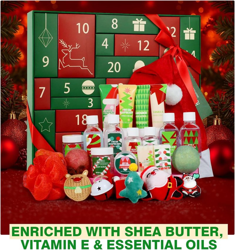 Advent Skincare Calendar 2025 - 24 Days of Beauty Gifts for Women | Holiday Bath & Body Set