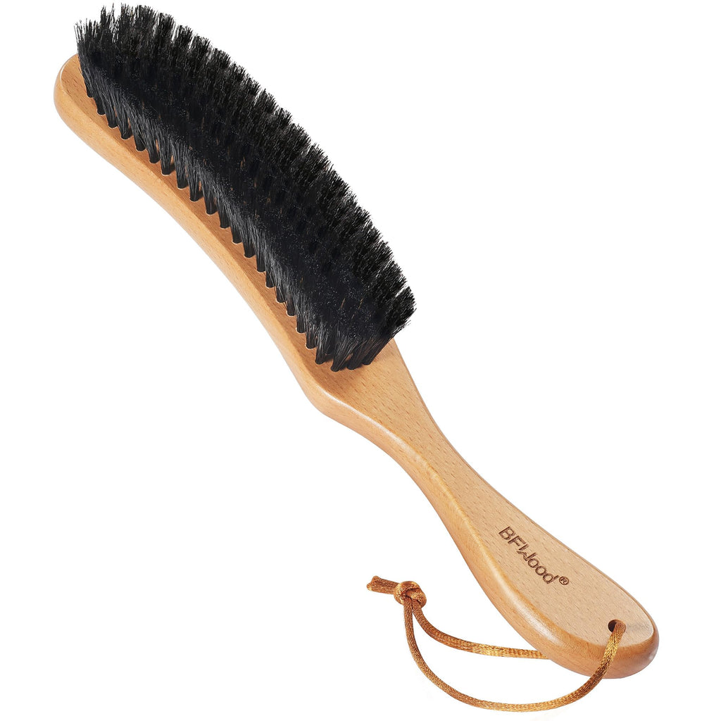 BFWood Clothes Brush, Boar Bristle Hat Brush Lint Brush for Suits, Cashmere, Wool, Velvet, Suede and Pet Hair, Large Beech Handle