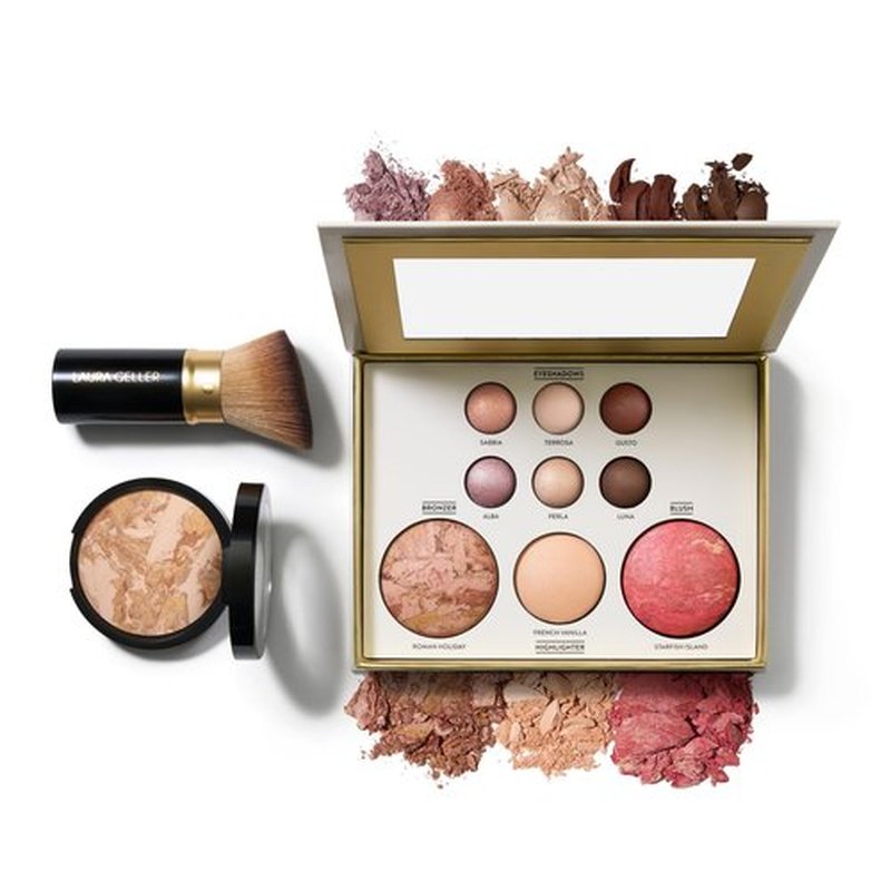 LAURA GELLER NEW YORK Baked Starter Kit- Baked Balance-n-Brighten, Medium + Best of the Best Tuscan Dreams Face Palette + Retractable Angled Kabuki Brush - Holiday 2025 Exclusive