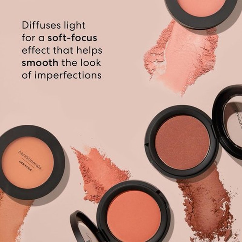 bareMinerals Gen Nude Powder Blush - Mineral-Based Pressed Powder + Blooming Blush Brush Set