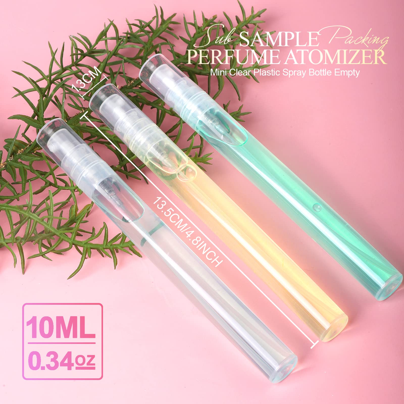 Fandamei Mini Spray Bottle, 10 Pack 10ml Plastic Spray Bottle, Fine Mist Refillable Perfume Bottle, Perfume Atomizer, Small Empty Sample Containers, Portable Travel Bottle