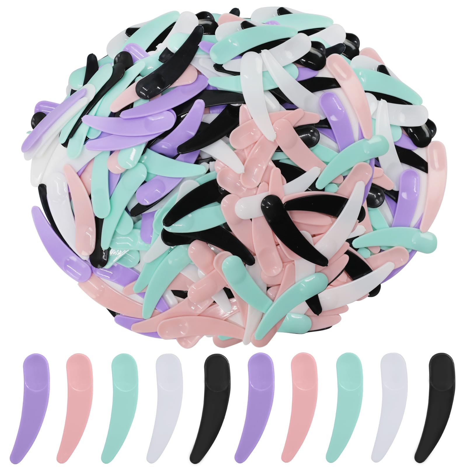 200 Pcs Mini Makeup Spatula Set, 2.2 Inch Cosmetic Spatulas, 5 Colors (Black, White, Green, Purple, Pink) Disposable Makeup Spatulas for Creams, Lotions, and Skincare Multi-Purpose Beauty Tools