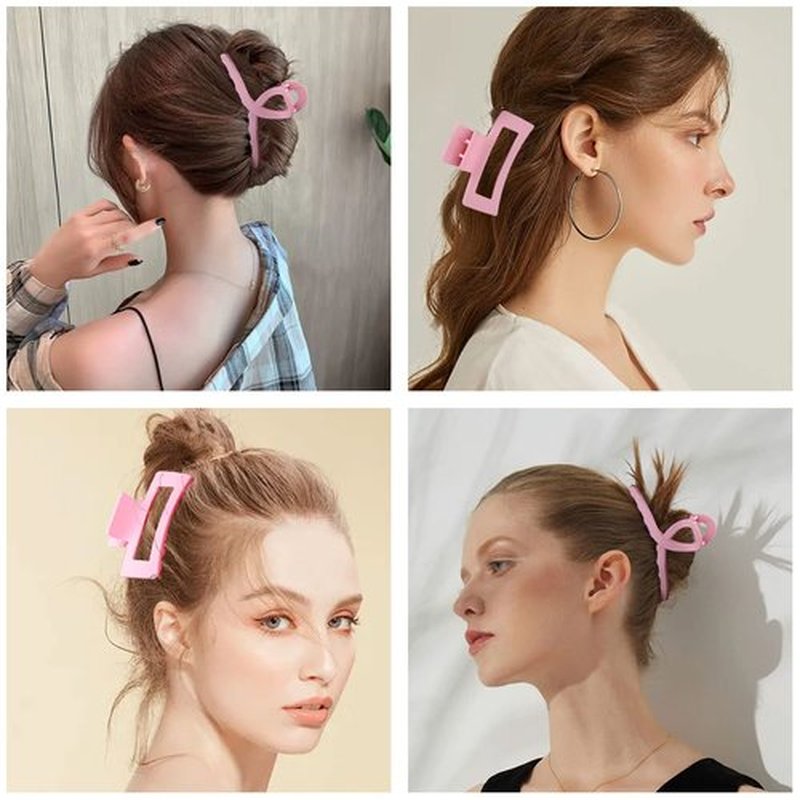Pink Hair Clips, 6 Pack Cute Hair Clips for Thin Thick Hair 1.85-4.5 Inch Matte Non Slip Jaw Clips Flower Banana Butterfly Claw Clips Hair Accessories for Women and Girls…