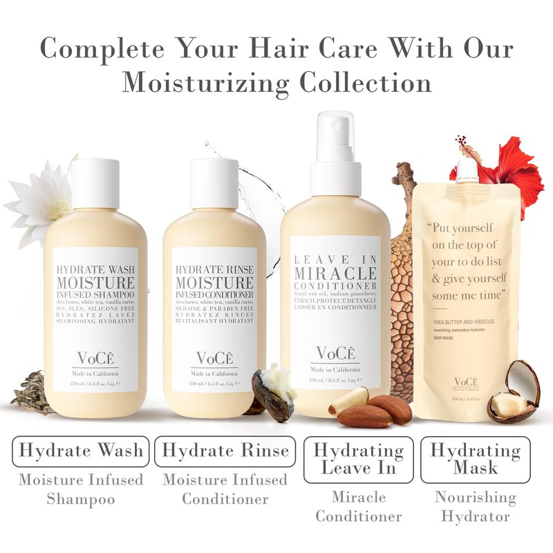 VoCÊ Haircare - Natural Shea Butter & Hibiscus Moisture Hair Mask | Hydrating Treatment for Dry Hair | Vegan, Cruelty-Free (6.8 oz | 200 ml)