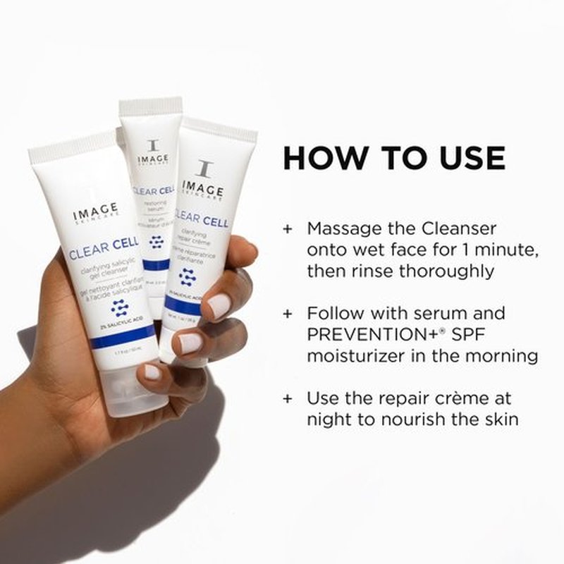 IMAGE Skincare, Clear Cell 3-Step Introductory Regimen Set for Clear Pores and Healthy Looking Skin, White, 3.2 Ounce