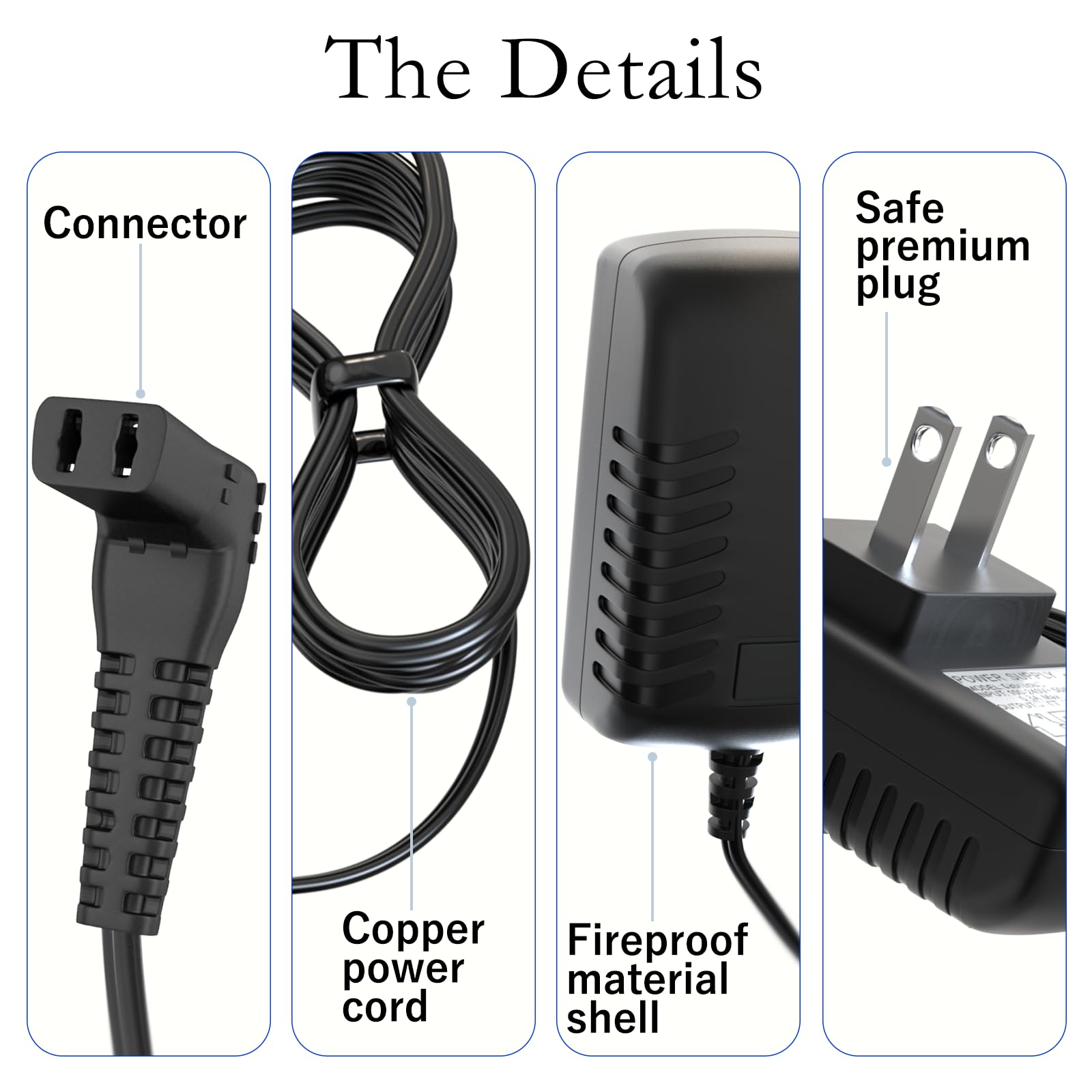 Charger Cord for Wahl Trimmer Models SS2L, WSS3L, for Wahl 9864SS, SS2L, WSS3L, 9818A, 5616L, 5701, 9818-5001, 9864, 9870, 9884L2, 9896, 9899 Lithium Ion Beard Trimmer Power Adapter Cord