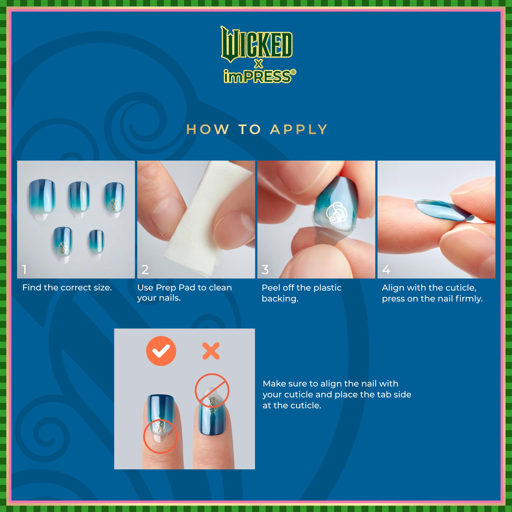 WICKED X imPRESS Press On Nails, ‘Jolly Old Shiz’, Multicolor, Medium Coffin, New Improved Adhesive, Up To 10 Day Hold, Includes 30 Fake Nails, 1 Prep Pad, 1 Manicure Stick, 1 Mini File