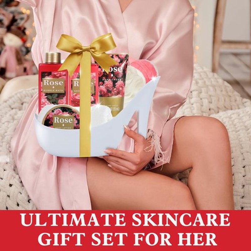 Spa Luxetique Gifts for Women High Heel Gift Set for Women 8pcs Bath Sets Romantic Rose Home Spa Kits for Wife Girlfriend Mom Grandma Mothers Day Gifts