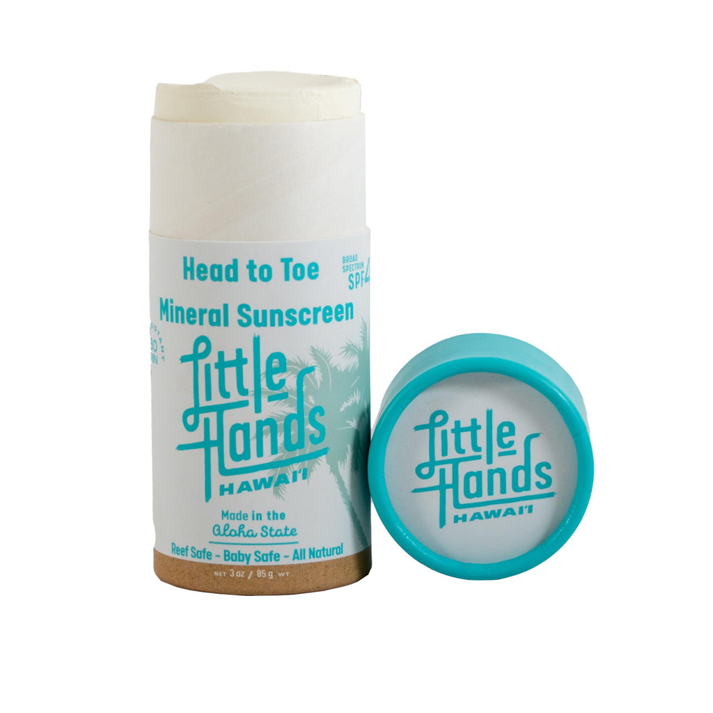 Little Hands Hawaii Mineral Sunscreen Stick SPF 40+ (3 oz) – Reef Safe Zinc Oxide Sunscreen for Face & Body, Water Resistant 80 Minutes, Biodegradable Push-Up Tube, Made in Hawaiii
