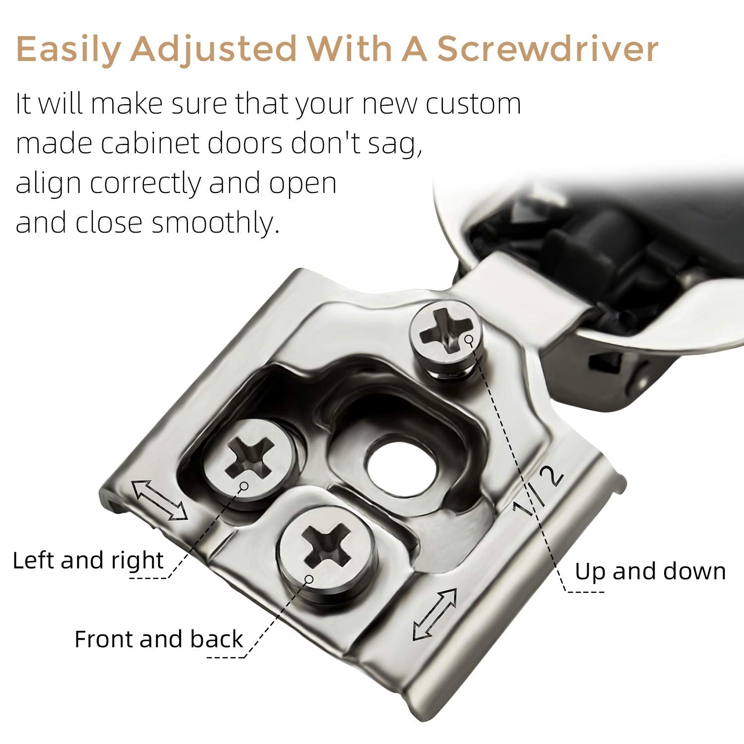 Soft Close Hinges for Kitchen Cabinet Hinges, 1/2 Inch Overlay, 60 Pack