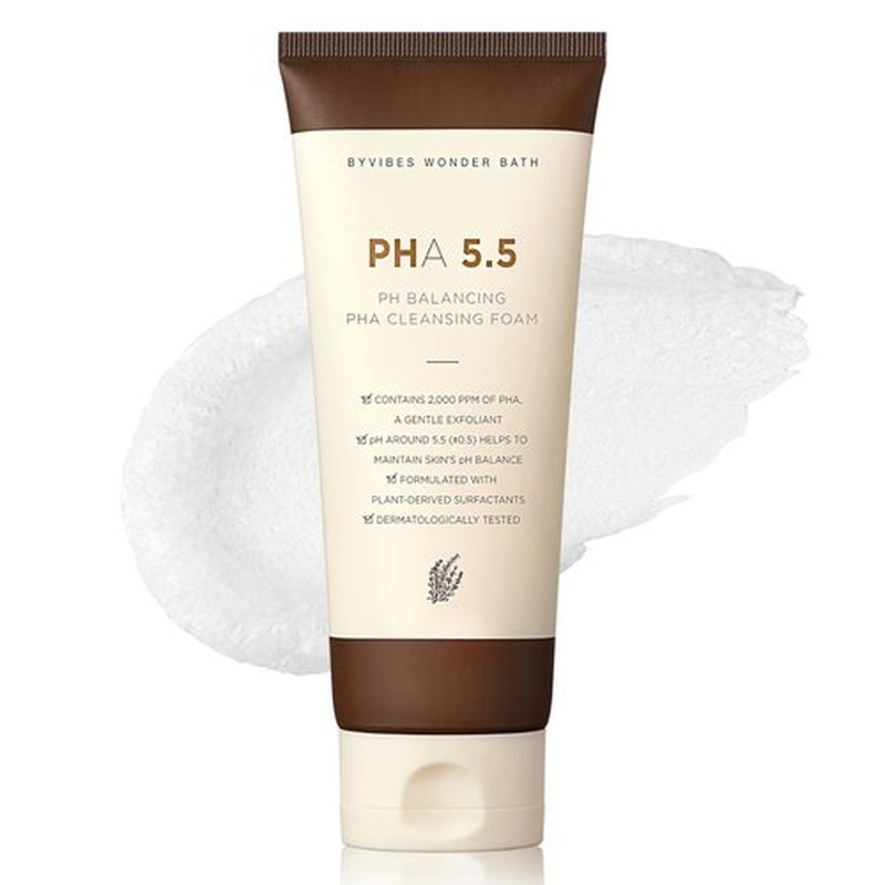 CHOSUNGAH BEAUTY PH Balancing PHA Cleansing Foam - Korean Face Wash for Sensitive Skin, Gentle Hydrating Facial Cleanser, Exfoliating Skin care, 4.4 Fl Oz (130ml)