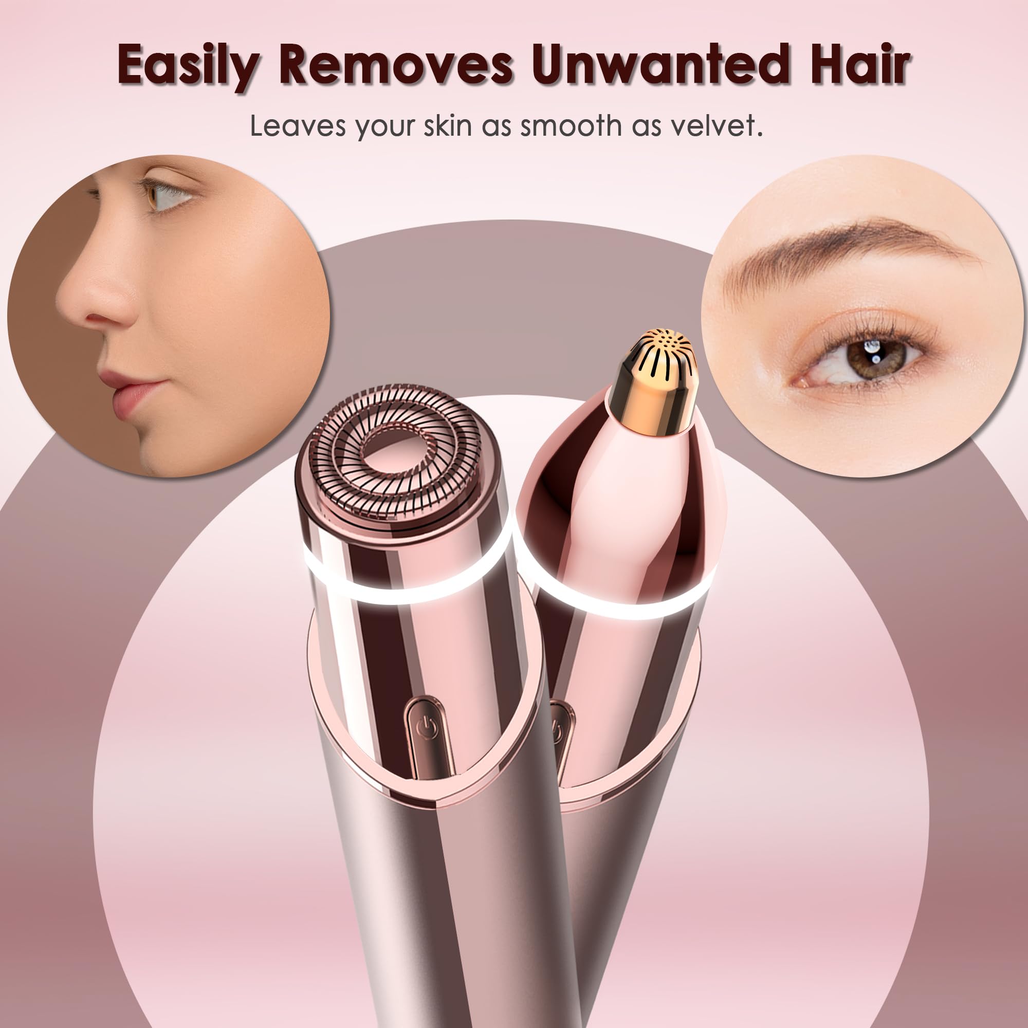 Gen 3 Replacement Heads for Finishing Touch Flawless, 18K Gold Painless Facial Hair Remover Blades with Exclusive Eyebrow Trimmer Head, 3 Facial + 3 Eyebrow Replacement Heads Set for Women