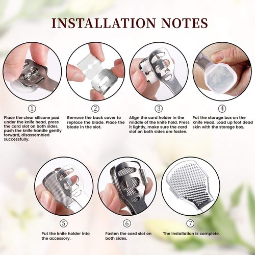 Callus Shaver, Foot Shaver Callus Remover for Feet Hand Care with Foot File, 10pcs Blades, Foot File Head and Dead Skin Storage Cover (15Pcs in Total)