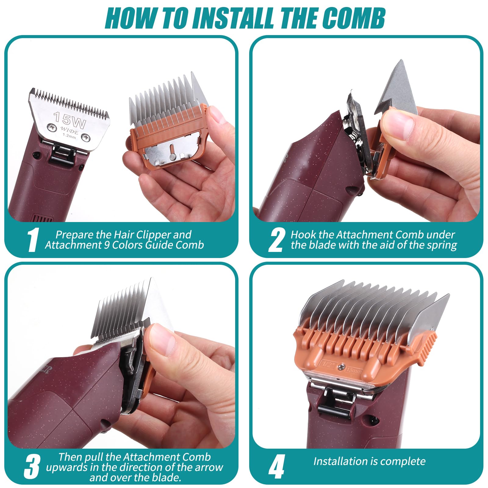 DOG Stainless Steel Wide Clipper Attachment Guard comb Set for A5 Series