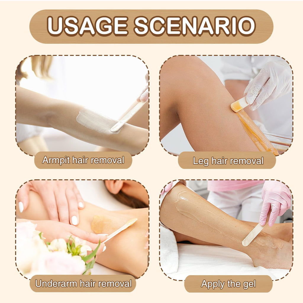 OPLCFO 2000pcs Wax Sticks for Hair Removal, 3 Style Popsicle Sticks for Waxing, Applicatorstick with Small Medium Large Sizes