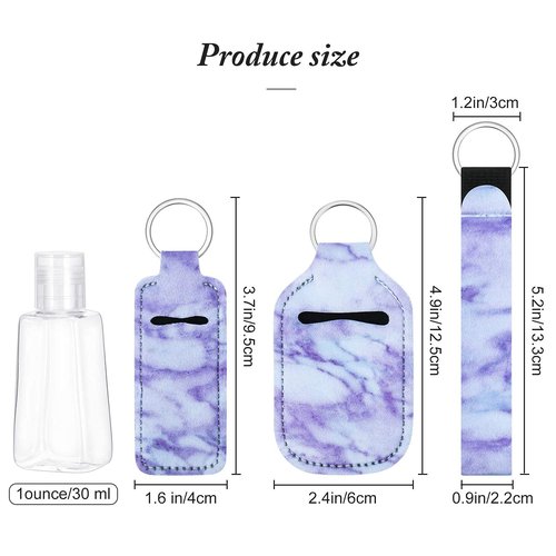 PUEZOKLY 40pcs Travel Bottles Keychain Set with Wristlet Chapstick Holders keychain Hand Sanitizer Holder Key chain with Empty Bottles