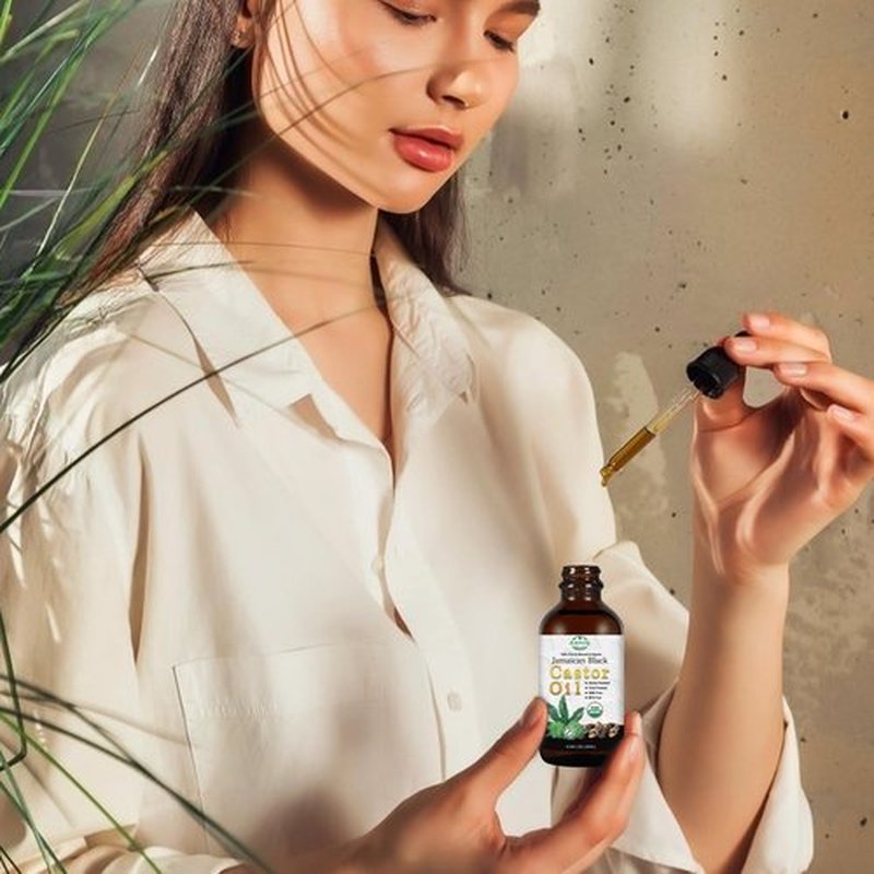 MMPANG Jamaican Black Castor Oil - USDA Certified 100% Organic Jamaica Oils for Hair Growth Cold Pressed, Hexane-Free, Glass Bottle Dropper & Dual Brush, Thicker Eyelashes, Brows & Scalp Care, 2oz
