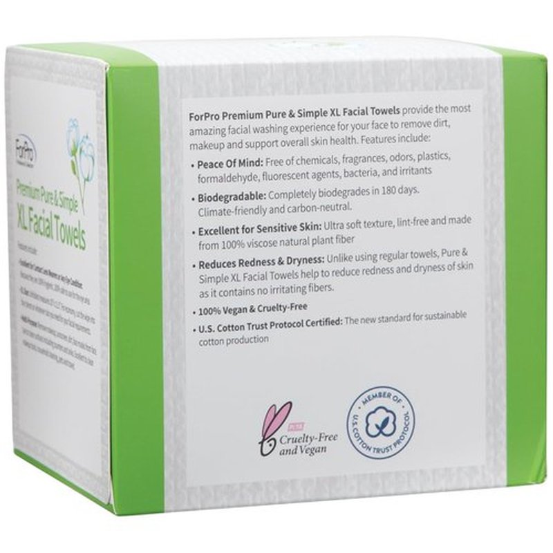 ForPro Disposable Face Towels - Ultra Soft Lint-Free Makeup Remover Cloths | 50 Biodegradable Towelettes