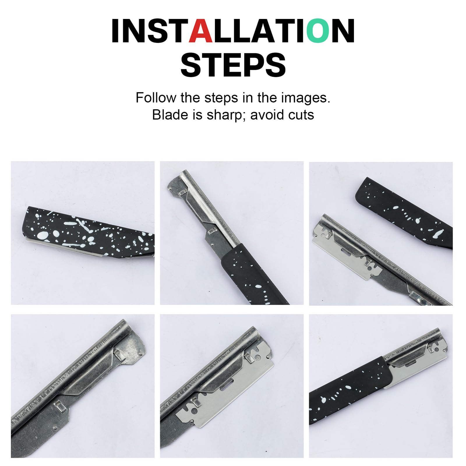 Slide Out Razor for Men, Professional Classic Barber Straight Edge Razor with 10 Single Edge Blades, Manual Shaver Salon Quality Razor for Close Shaving (Black)