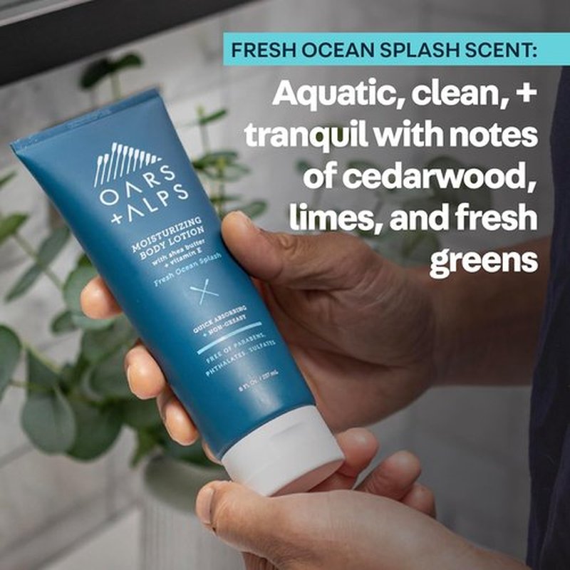 Oars + Alps Body Lotion - Hydrating Moisturizer with Vitamin E & Shea Butter | Fresh Ocean Splash, 8oz