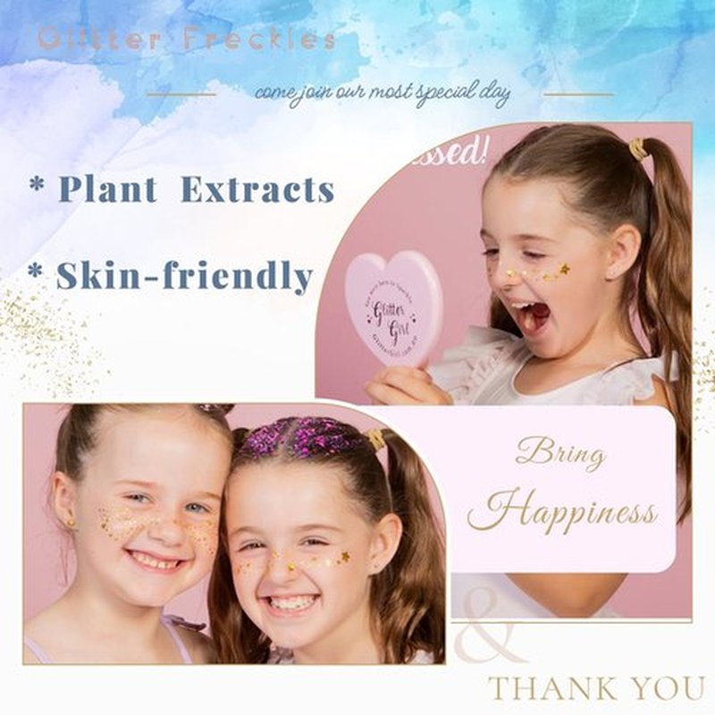 Glitter Freckles, 32 Pcs Sparkle Glitter Freckles Face Tattoo for Women Girls Gold Temporary Face Tattoos Concert Festival Rave