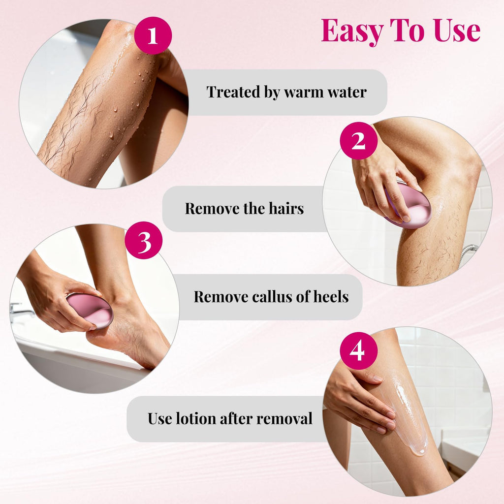 Zixsavk Crystal Hair Eraser for Women and Men, Reusable Crystal Hair Remover Magic Painless Exfoliation Hair Removal Tool, Magic Hair Eraser Device for Back Arms Legs (Grapefruit Pink)