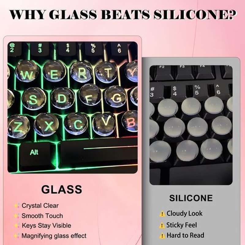 Quafochi 60pcs Keyboard Stickers for Long Nails, Clear Glass Bubbles, Protect Nail Art, No-Residue,Reusable Raised Keyboard Stickers, Universal Fit for Laptop, PC, MacBook, Desktop, Calculator