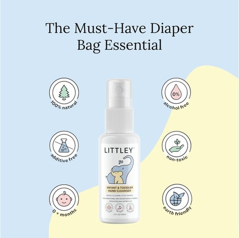 Think Smarter Products Littley Infant & Toddler Hand Cleanser with Hypochlorous Acid, Gently Cleans Dirt & Germs, Non-Toxic & Alcohol-Free, Safe for Sensitive Skin, 2oz Travel-Size Spray Bottle