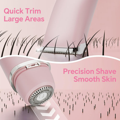 2-in-1 Bikini Trimmer Women, Painless Pubic Remover, Waterproof Wet-Dry