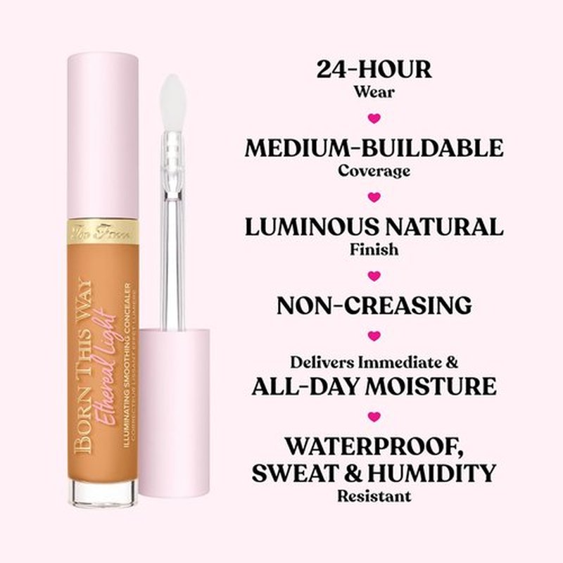 Too Faced Born This Way Concealer - Ethereal Light, Hydrating & Non-Creasing Formula, 0.16 Fl Oz