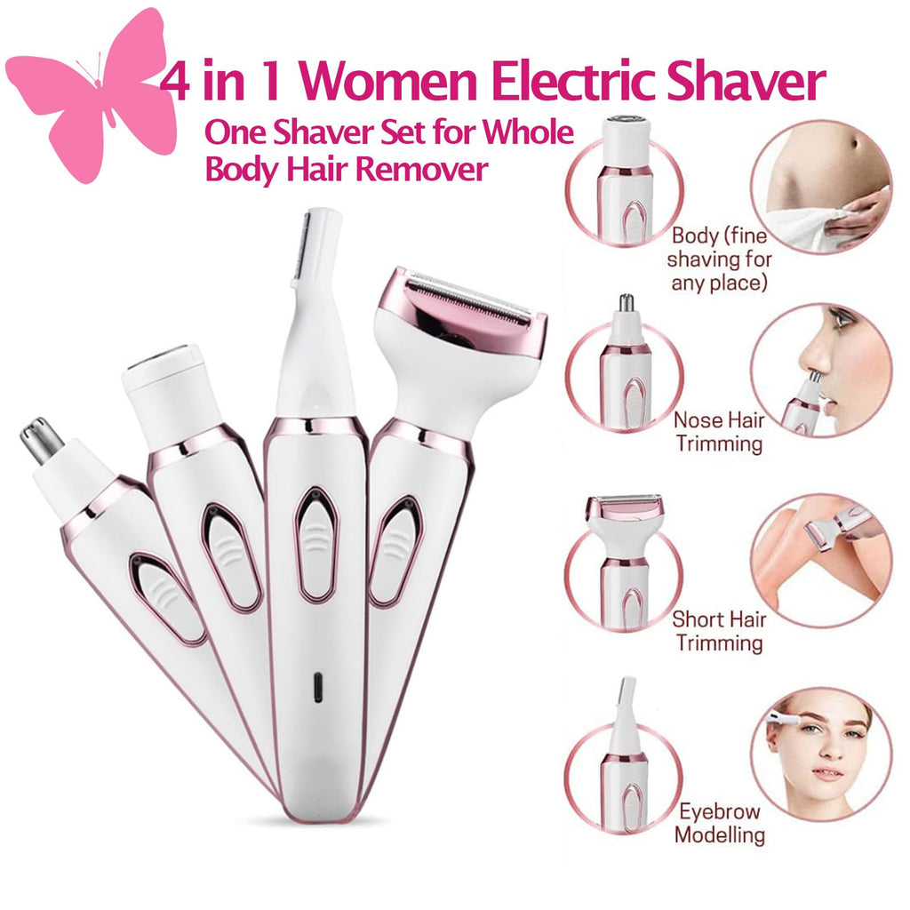 iKakocus Electric Razors for Women Bikini Shaver for Women 4 in 1 Trimmer, Razors for Shaving Pubic Hair Remover, Painless & Safety for Pubic Body Facial Hair Removal, USB Rechargeable