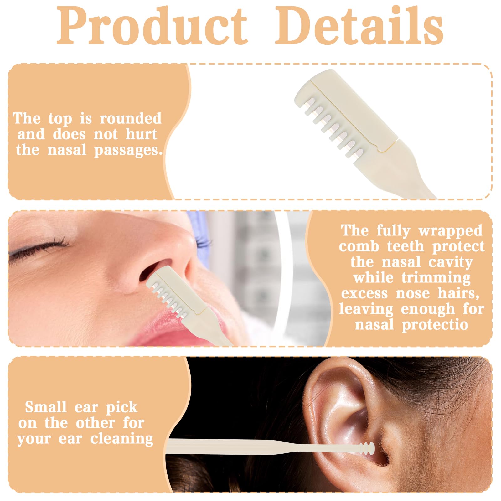 MBAIYO 10-Pack Manual Nose Hair Trimmer, 360° Rotating Nasal Hair Cutter with Ear Picker for Women Men Double Sided Nose Hairs Remover Tool