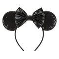 WOVOWOVO Mouse Ears Headbands for Women Black Bow Mouse ear Headband Sequin Hairbands Halloween Christmas Birthdays Party Hair Accessories