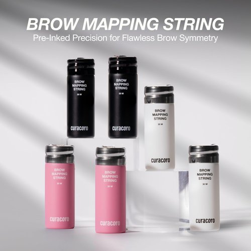 Curacoro Brow Mapping String, 30m Pre-Inked Professional Eyebrow Thread for Microblading & PMU, Bamboo Charcoal Mapping String for Eyebrow Shaping (Pink)
