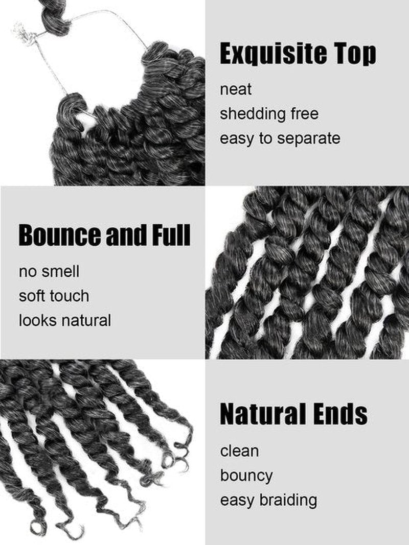 KAVSORAPI Passion Twist Hair,6 Inch Passion Twist Braiding Hair,Short Pre Looped Crochet Twist Jumbo Pre-twisted Two Strand Braids 8 Packs (Salt and Pepper)