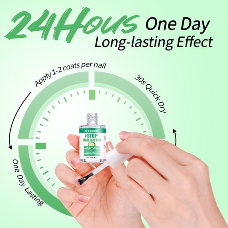 Econail Nail Biting Treatment For Kids, Nail Biting Prevention, No Bite Nail Care, Thumb Sucking Deterrent For Ages 3+, 0.5 fl oz (10ml)