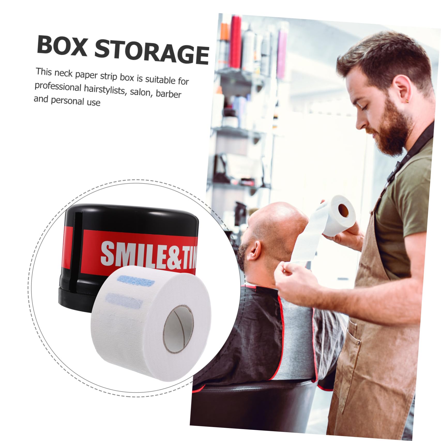 Housoutil Barber Neck Strip Dispenser Box Compact Neck Paper Roll Holder for Salon and Barbershop Haircut Supplies