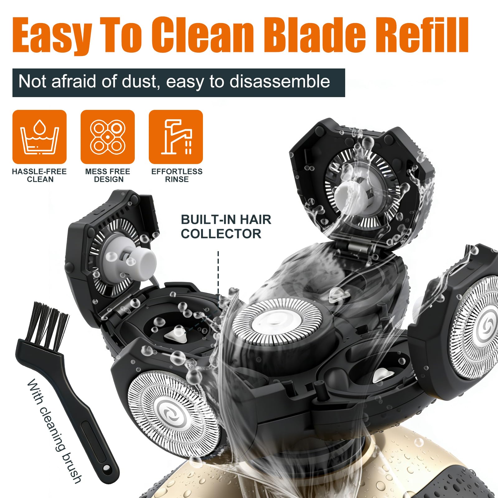 Head Shaver Replacement Blades Refills Compatible with Freebird Head Shaver, 5 Blades Shaver Replacement Heads for Bald Men Freedom Grooming,4Pack