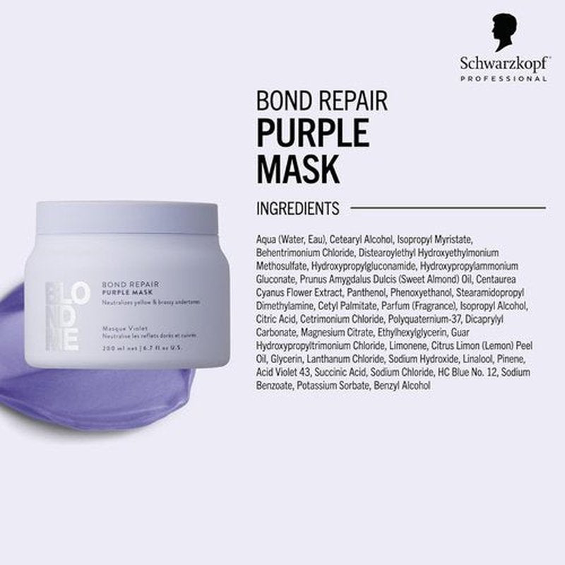 BlondMe Bond Repair Purple Mask - Neutralizes Yellow & Brassy Tones | Refresh & Enrich Blonde Hair