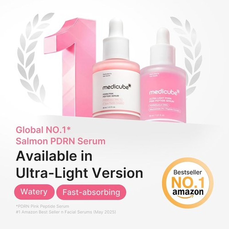 Medicube PDRN Pink Peptide Serum - Ultra-Light Hydrating Formula with Hyaluronic Acid | Fast-Absorbing Glow Care, 1.01 fl. Oz