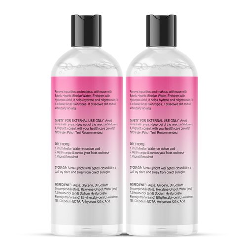 Botanic Hearth Micellar Water | Gently Cleanses, Makeup Remover With Dual|Phase Formula, Pack Of 2 (16 Fl Oz Each) | Suitable For All Skin Types
