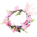 Gmmidea Butterfly Flower Crown for Women Girls Fairy Flower Headband Crown Adjustable Wedding Festival Floral Hair Wreath Pink